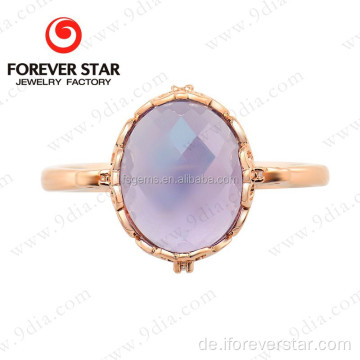 Natürlicher Amethyst Solid Rose Gold Ring